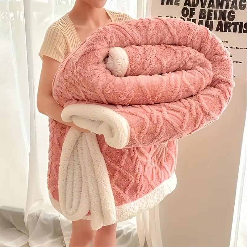 1Pc Jacquard Sherpa Weighted Blanket 6Lbs for Adults- Soft, Warm, and Thickened Calm Blanket for UK