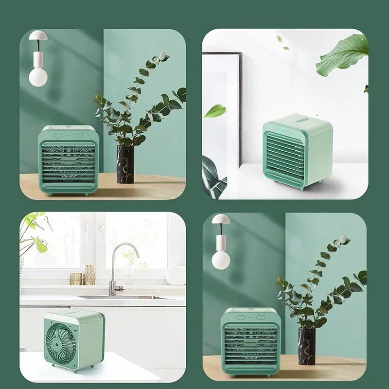 2024 New Mini Portable USB Chargeable 3 Gear Air Conditioner Cooler Fan Air Conditioner Air Cooling Fan Office Desktop Fan