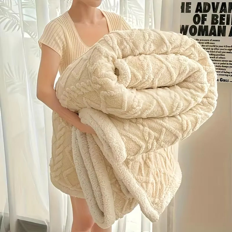 1Pc Jacquard Sherpa Weighted Blanket 6Lbs for Adults- Soft, Warm, and Thickened Calm Blanket for UK