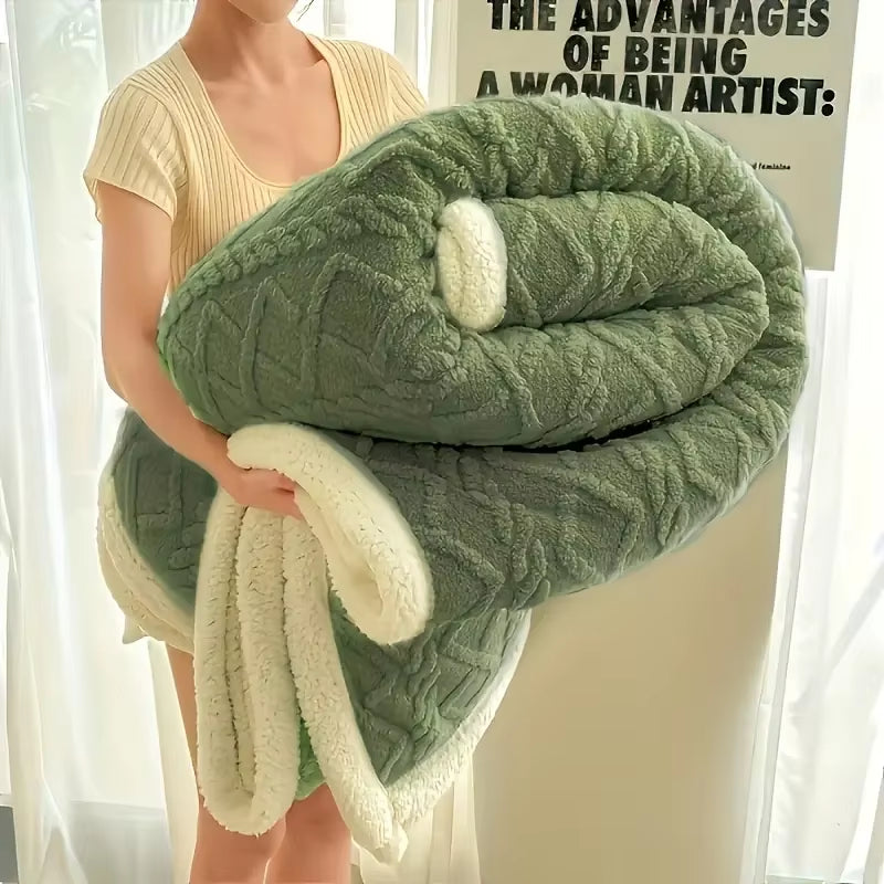 1Pc Jacquard Sherpa Weighted Blanket 6Lbs for Adults- Soft, Warm, and Thickened Calm Blanket for UK