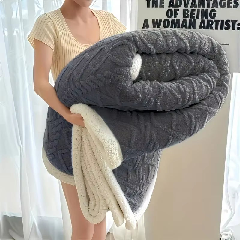 1Pc Jacquard Sherpa Weighted Blanket 6Lbs for Adults- Soft, Warm, and Thickened Calm Blanket for UK